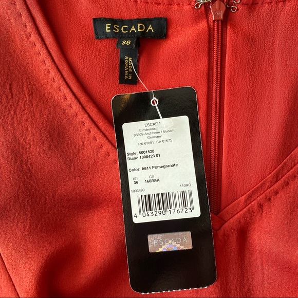 Vintage 100% Silk ESCADA Red Dress Authentic BellelizPosh Mark Classic Cocktail - Picture 6 of 12